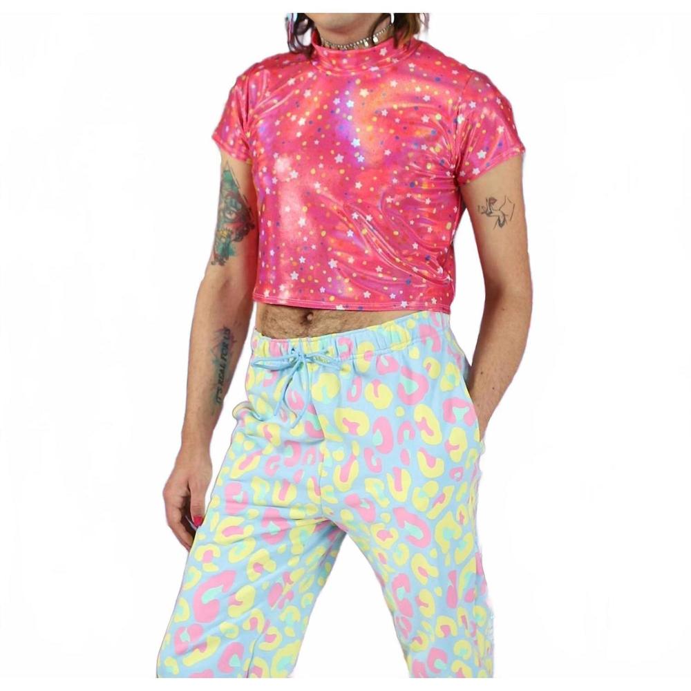 NEW PRETTY SNAKE galaxy holo crop tee in hot pink